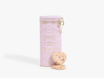 Raspberry & White Chocolate Biscuits in Heart Shaped Tin