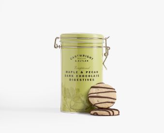 Maple & Pecan Dark Chocolate Digestives in Tin 
