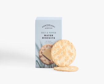 Water biscuits with sea salt and black pepper