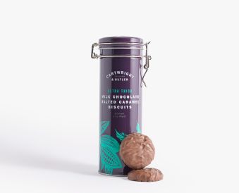 Ultra Thick Milk Chocolate Salted Caramel Biscuits in Tin